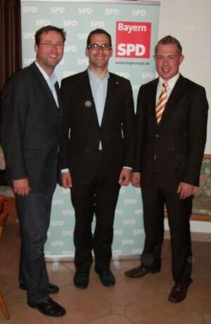 UB-Vorsitzender Martin Panten (li.) Geiselhöringer OV-Vorsitzender Johannes Faden begrüßten BT-Kandidat Michael Adam 